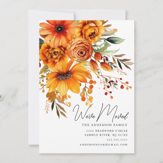 秋の花束引越のお知らせ 招待状 (正面)