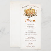 秋の花柄パンプキン感謝祭ディナーメニュー メニュー (正面/裏面)