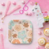 秋の花柄ペーパープレート ペーパープレート (パーティー)