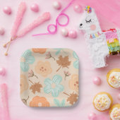 秋の花柄ペーパープレート ペーパープレート (パーティー)