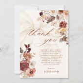 秋の花柄ホワイトリボン ブライダルシャワー サンキューカード (正面)