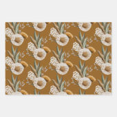 秋の花柄包装紙 フラットシートセット 3枚 ラッピングペーパーシート (正面3)