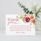 秋の花柄、マルサラの花の感謝カード サンキューカード (スタンド正面)