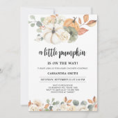 秋の花柄 リトルパンプキン ベイビーシャワー 招待状 (正面)