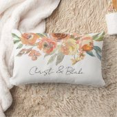 秋の花柄 NAME & NAME スロー枕 新婚夫婦 ランバークッション (ブランケット)