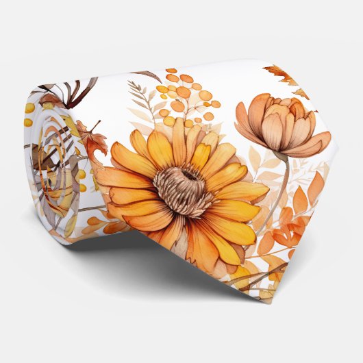 秋の花柄B01 ネクタイ (ロール)