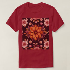 秋の花桃色Tシャツ Tシャツ