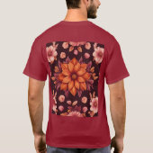 秋の花桃色Tシャツ Tシャツ (裏面)