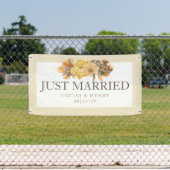 秋の花模様たった今結婚しましたカーバナー 横断幕 (インサイチュ)