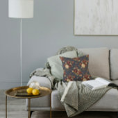 秋の花模様で深いブルゴーニュと温かいクリーム クッション