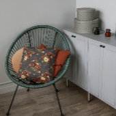 秋の花模様で深いブルゴーニュと温かいクリーム クッション