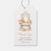 秋の花模様のパンプキンベイビーシャワー ギフトタグ (正面)