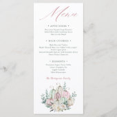 秋の花模様のパンプキン感謝祭ディナー メニュー (正面)