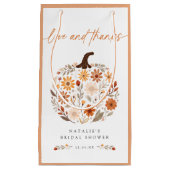 秋の花模様のパンプキン ウェディングシャワーのお礼 スモールペーパーバッグ (正面)