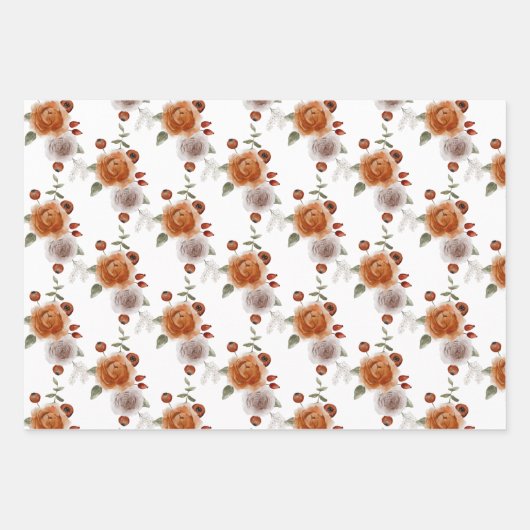 秋の花模様の包装紙シート ラッピングペーパーシート (正面2)