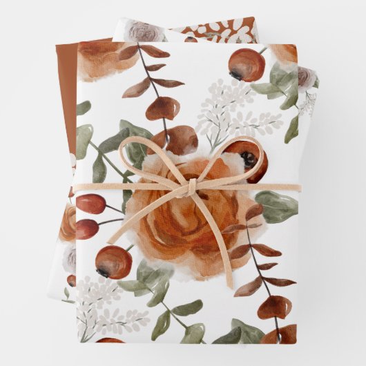 秋の花模様の包装紙シート ラッピングペーパーシート (インサイチュ)