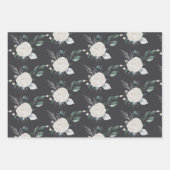 秋の花模様の包装紙 フラットシートセット 3枚組 ラッピングペーパーシート (正面2)