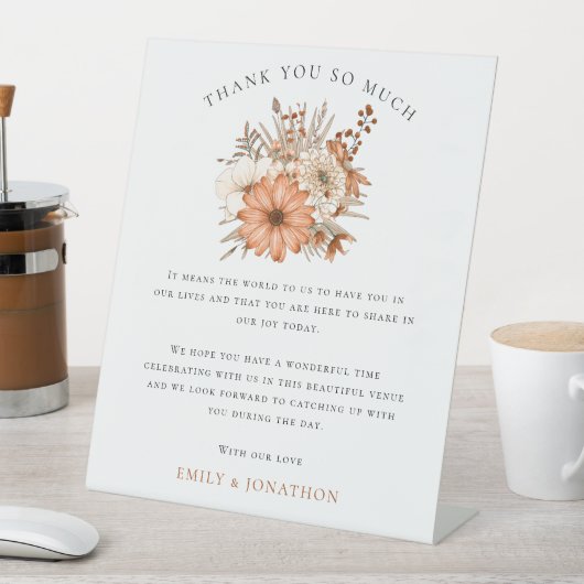 秋の花模様の皆様に感謝結婚のメッセージ 台座サイン (インサイチュ)