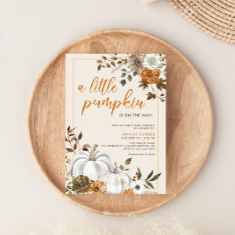 秋の花模様の素朴なパンプキン ベイビーシャワーの招待状 招待状