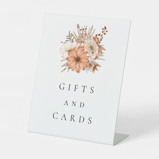 秋の花模様の贈り結婚物とカード 台座サイン (正面)