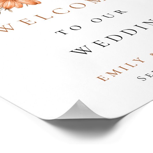 秋の花模様へようこそ結婚の ポスター (角)