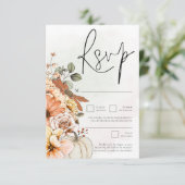 秋の花模様カボチャ水彩QRコード 出欠カード (スタンド正面)