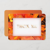 秋の花模様ゴールデンサンキューカード 出欠カード (正面/裏面)