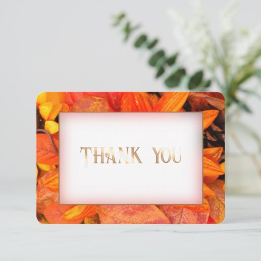秋の花模様ゴールデンサンキューカード 出欠カード (スタンド正面)
