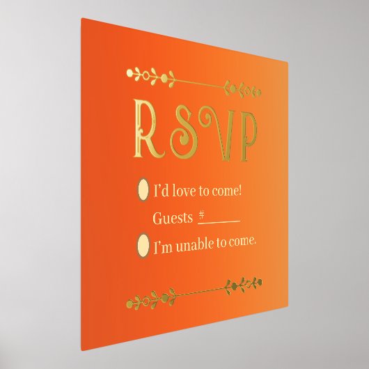秋の花模様ゴールドフォイルプリントRSVP 箔ポスター (レイダウン)