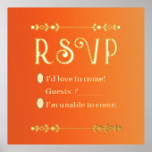 秋の花模様ゴールドフォイルプリントRSVP 箔ポスター (正面)