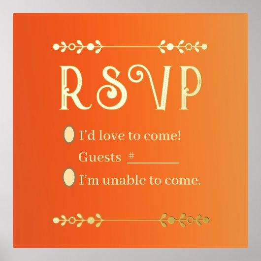 秋の花模様ゴールドフォイルプリントRSVP 箔ポスター (正面)
