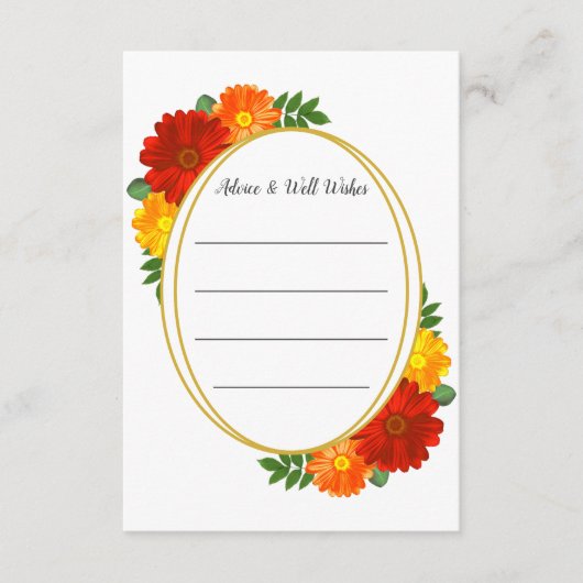 秋の花模様ブライダルシャワー アドバイスカード (正面)