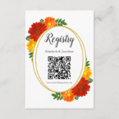 秋の花模様ブライダルシャワー エンクロージャーカード (正面)