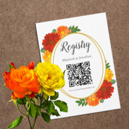 秋の花模様ブライダルシャワー エンクロージャーカード