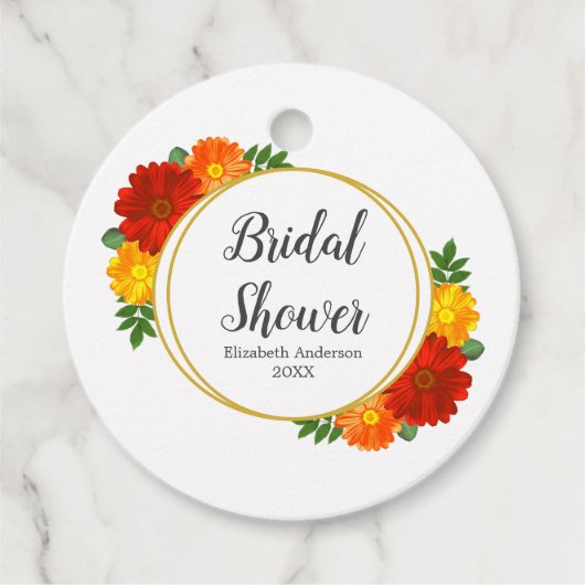 秋の花模様ブライダルシャワー フェイバータグ (正面)