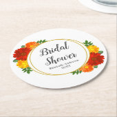 秋の花模様ブライダルシャワー ラウンドペーパーコースター (アングル)