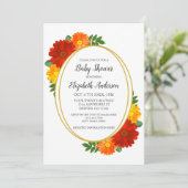 秋の花模様ベビーシャワー 招待状 (スタンド正面)