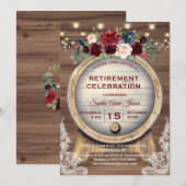 秋の花模様ワインバー ヴィンテージレストラン 退職パーティー 招待状 (正面/裏面)