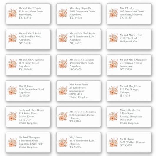 秋の花模様個人受取人名住所 シール (正面)