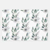 秋の花模様包装紙 フラットシートセット 3枚組 ラッピングペーパーシート (正面)