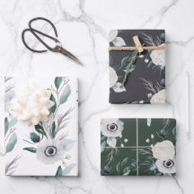 秋の花模様包装紙 フラットシートセット 3枚組