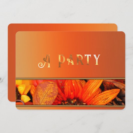 秋の花模様招待状 招待状 (正面/裏面)