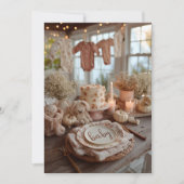 秋の花模様秋のベビー散水、ほこりっぽいバラ 招待状 (正面)