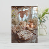 秋の花模様秋のベビー散水、ほこりっぽいバラ 招待状 (スタンド正面)