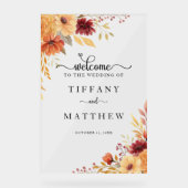 秋の花模様秋の結婚式へようこそ アクリルサイン (正面)