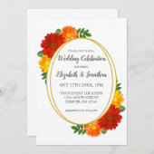 秋の花模様結婚ズ 招待状 (正面/裏面)