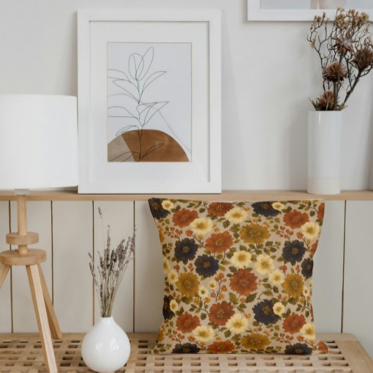 秋の花模様 – ファームハウスボホ クッション