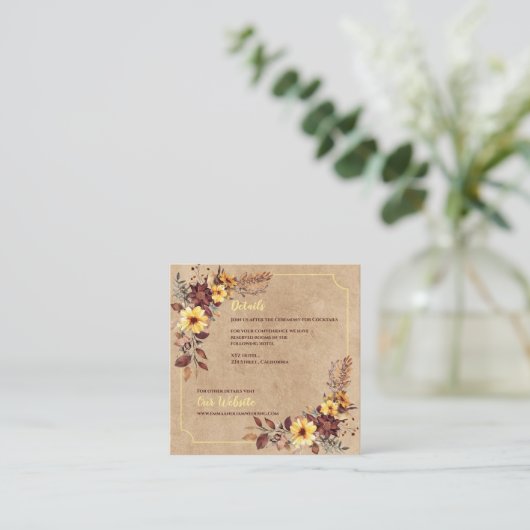 秋の花模様&宿泊情報秋の結婚式 エンクロージャーカード (スタンド正面)