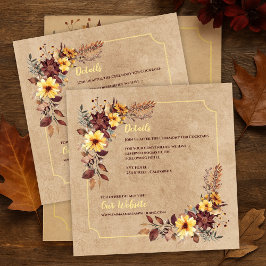 秋の花模様&宿泊情報秋の結婚式 エンクロージャーカード