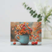 秋の花瓶の花をグリーティングカード ポストカード (スタンド正面)